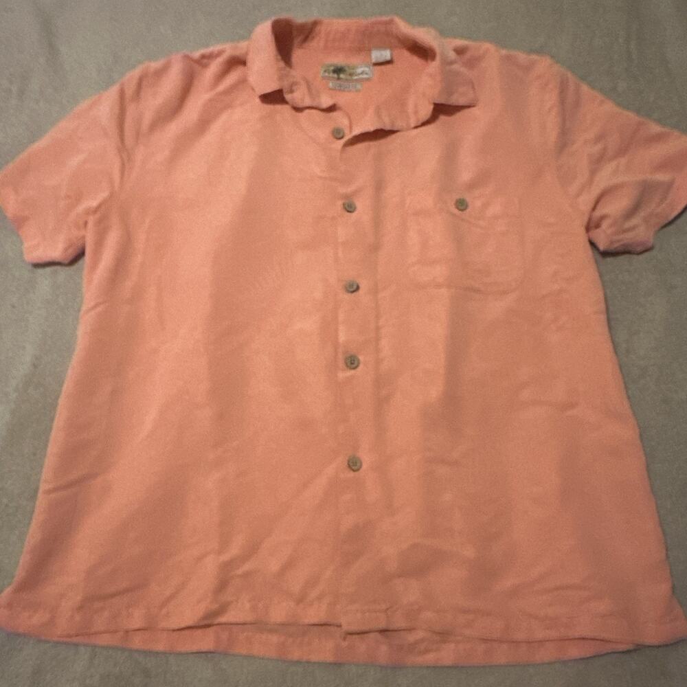 Joe Marlin Hawaiian Shirt MEN'S PINK SZ LARGE SHORT SLEEVE BUTTON UP